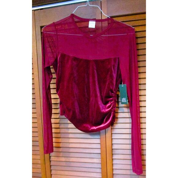 Wild Fable Women's Unitard Burgundy Mesh Bodice Velvet Body Size Medium - Picture 1 of 5